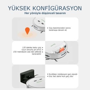 Haem Energy Elysia Akıllı Robot Süpürge - Siyah