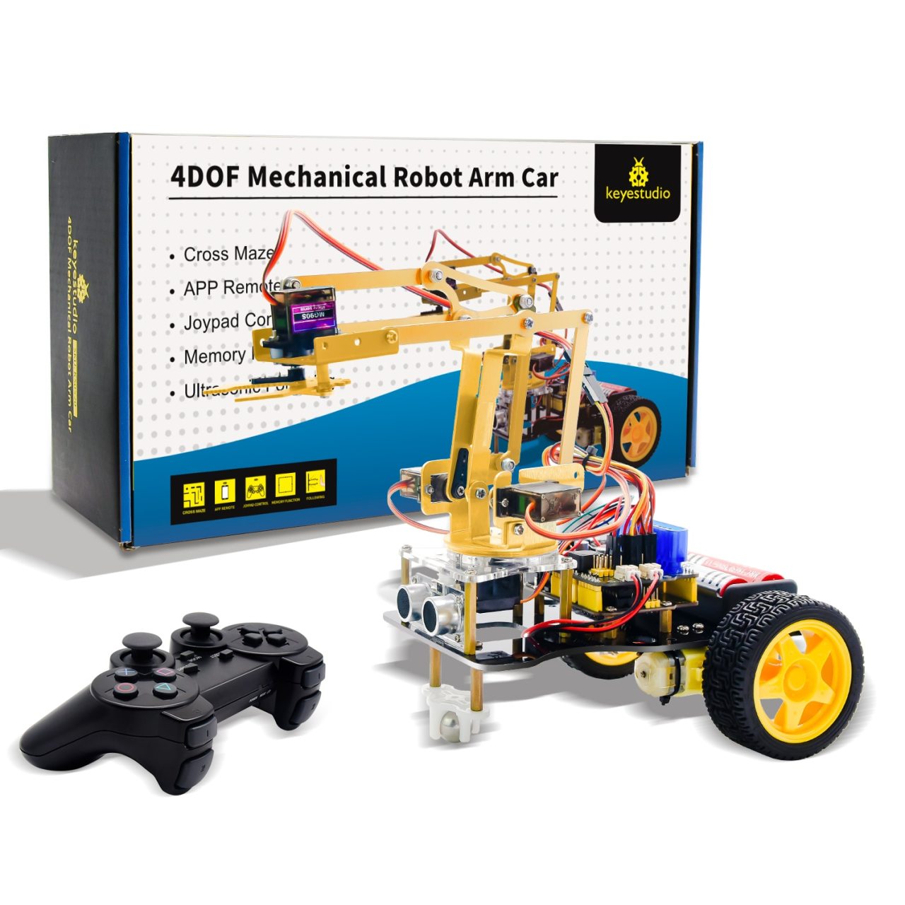 Keyestudio 4DOF Mekanik Kol Robot Araba Öğrenme Başlangıç Kiti / Android vs IOS
