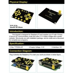 Keyestudio Raspberry Pi TTP229L Dokunmatik 16 Tuş Takımı