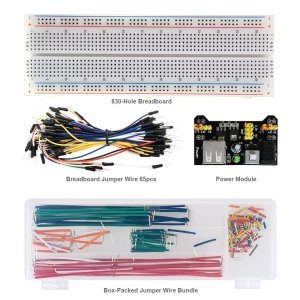 Keyestudio 830 Pin Breadboard + Güç Modülü + Breadboard Tel 65 + 140 Atlama Tel Paketi