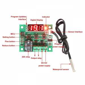 W1209 Röle Çıkışlı Dijital Termostat, Sıcaklık Kontrol Kartı